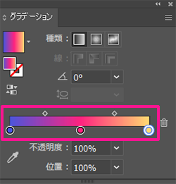 これで3色のグラデーションを作ることができました